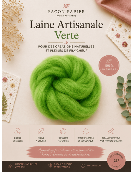 Laine vierge naturel vert sapin