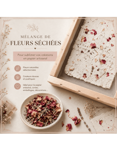 Mélange de fleurs naturelles séchées. Parfum de fleur avec prédominance de lavande.