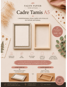 Tamis et cadre de calibrage pour la fabrication du papier format A5.