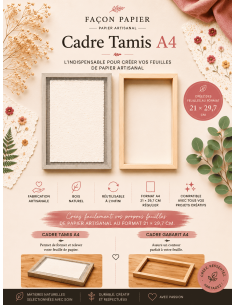 Tamis et cadre de calibrage format A4 pour la fabrication du papier.